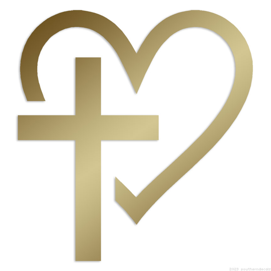 Christian Heart Cross - Decal Sticker - Multiple Colors & Sizes